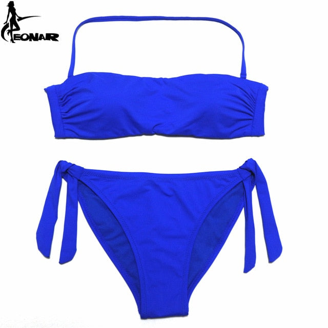 EONAR Bikini 2020 Solid Women Swimsuit  Brazilian Cut Bottom Bikini Set Push Up Swimwear Femme Bathing Suits Sport Beach Wear