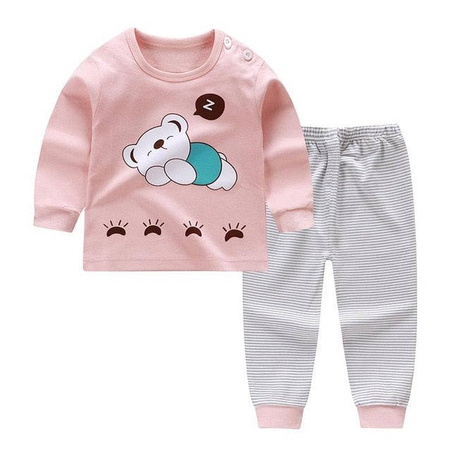 Autumn Pajamas For Children Long Sleeve Cotton Blend Pajamas Suit Cartoon Animal Clothing Set Baby Pyjamas Pijamas Set Sleepwear