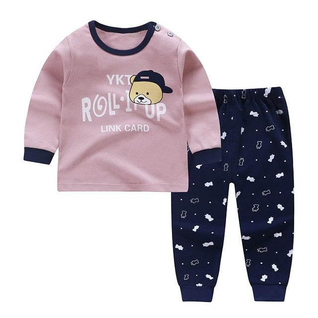 Autumn Pajamas For Children Long Sleeve Cotton Blend Pajamas Suit Cartoon Animal Clothing Set Baby Pyjamas Pijamas Set Sleepwear