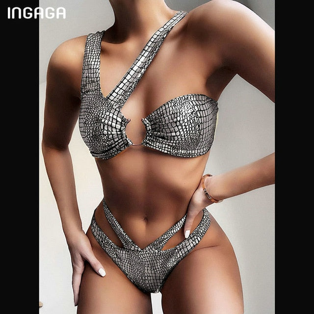 INGAGA High Waist Bikini 2020 Push Up Swimsuit Leopard Swimwear Women Brazilian Bikini Set Biquini Sexy Bathing Suit Women