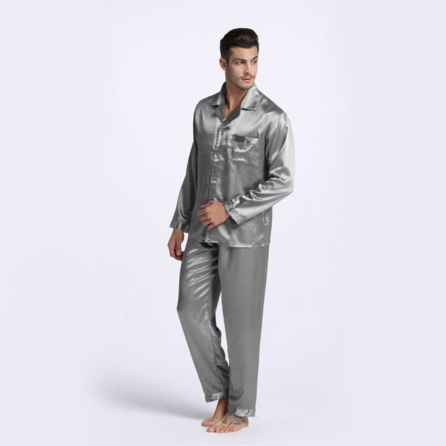 Tony & candice pijama de seda dos homens conjunto de pijama de seda homem sexy estilo moderno macio e acolhedor de cetim