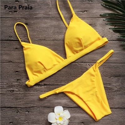 Conjunto de Bikini sólido de 9 colores 2019 Sexy Push Up traje de baño para mujeres brasileño traje de baño de cintura baja Biquini Halter traje de baño de dos piezas